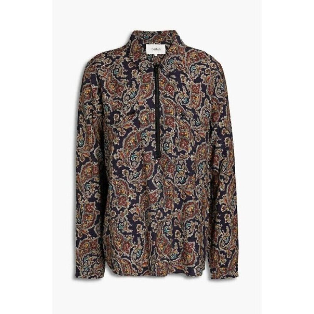 ba&sh Pietro Paisley-print Woven Shirt Size 3 US 10 Blue Multi - Picture 13 of 13